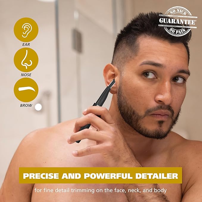Wahl Manscaper ® 2 in 1 Lithium Battery Tactical® Dual Sided Eyebrow Trimmer and Nose Hair Trimmer for Men – Model 3023805