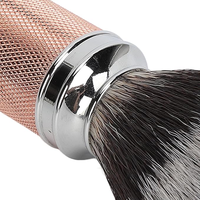 Beard Brush Nylon Beard Foaming Brush Beard Foaming Brush Aluminium Alloy Curved Handle Cleaning Synthetic Lather for Travel Home Suitable for Men Rose Gold (Rose Gold)
