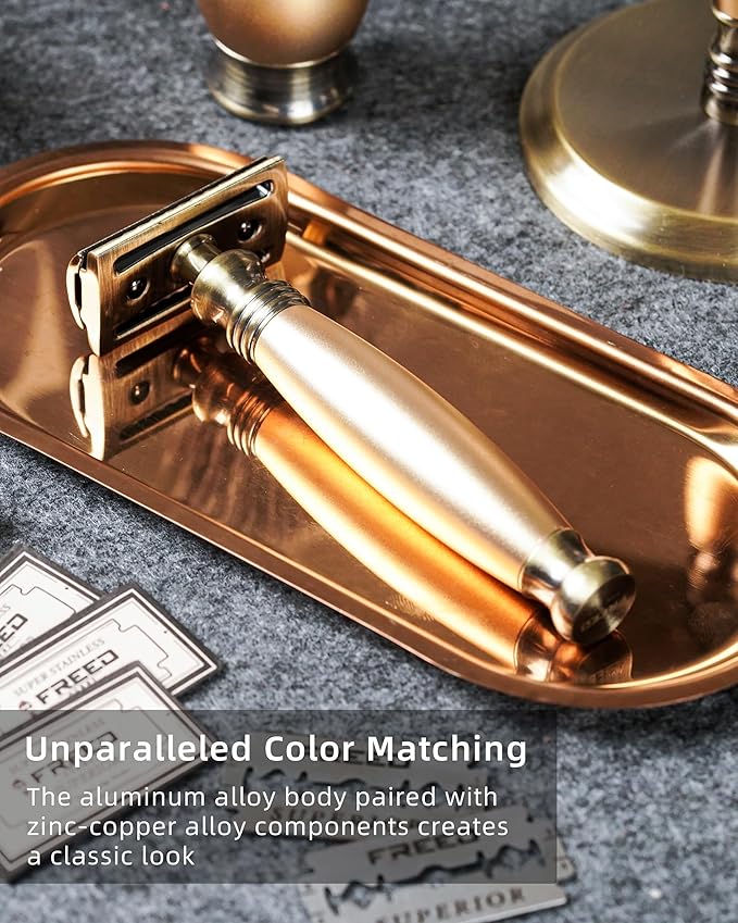 FREED Luxury Shaving Set for Men - Double Edge Safety Razor with alloy handle include 120 count Japanese 6cr13 Stainless Steel blade It's the best gift for men fathersor birthdays