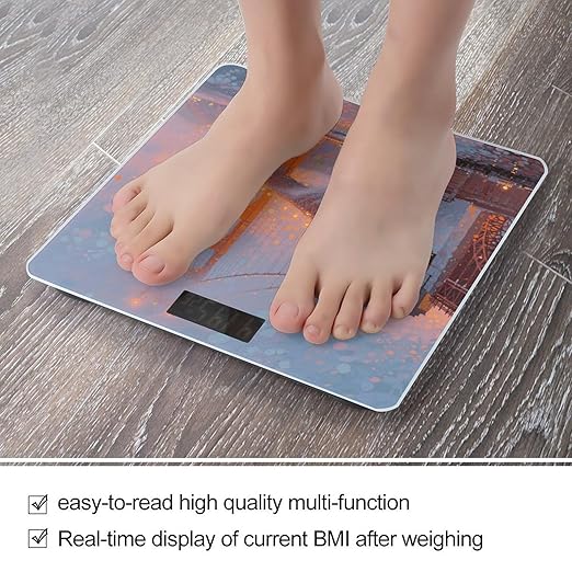 San Francisco Golden Gate Fog Scale for Body Weight Sturdy Tempered Glass Weighing Scales with LCD Display Accurate Digital Bathroom Scale Convenient Body Fat Smart Scales Easy Read