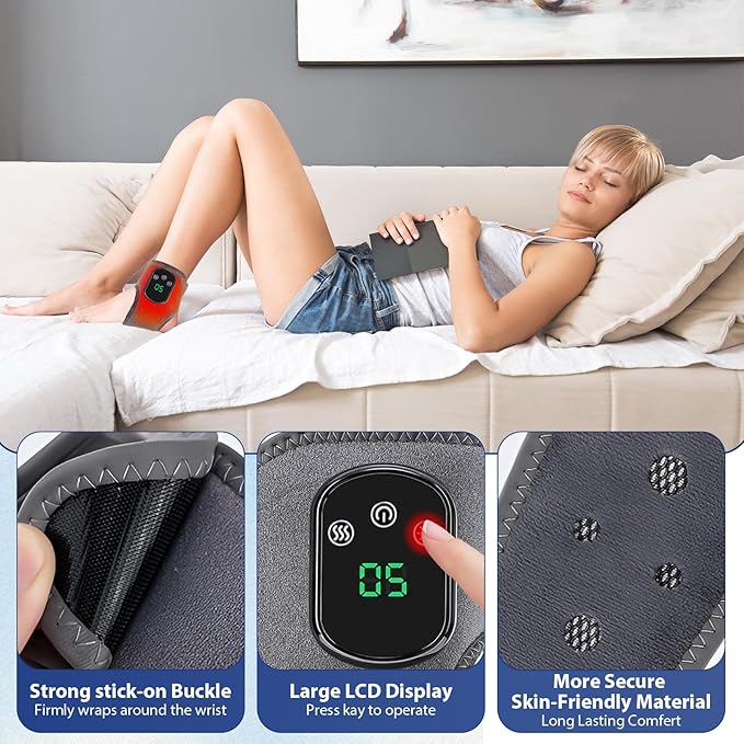 Cordless Ankle Massager with Heat 3 in 1 Foot Massager USB Rechargeable Heating Wrap with 5 Heat Levels &amp 3 Vibration Modes Shiatsu Massage for Foot Pain Relief Arthritis Sprains