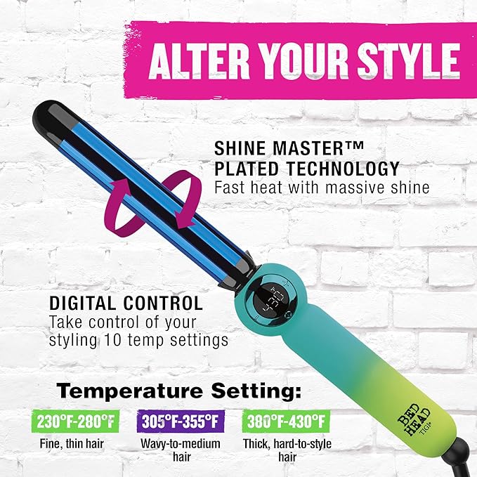 Bed Head Twirl Junkie Digital Curling Wand | Tight Curls and Waves (1 in)
