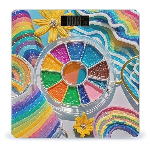 Rainbow Palette Scale for Body Weight Highly Accurate Digital Bathroom Body Scale Digital Bathroom Scales for People Anti-Slip Large LCD Display Smart Scales