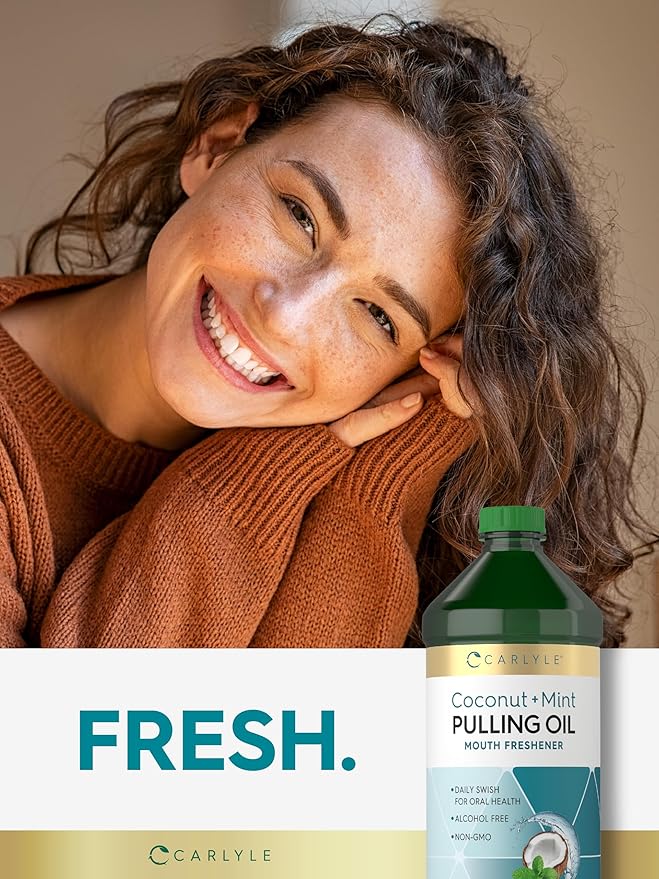 Carlyle Coconut and Mint Pulling Oil | 16 fl oz (Pack of 2) | For Teeth and Gums | Alcohol Free &amp Non-GMO