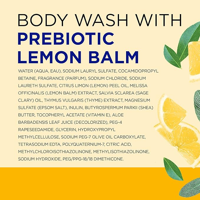 Dr Teal's Body Wash with Pure Epsom Salt with Prebiotic Lemon Balm &amp Sage 24 fl oz (Pack of 4)