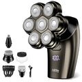 7D Arc Electric Shaver for Head &amp Body 5-in-1 Upgraded Electric Razor for Men Waterproof Wet/Dry Detachable Head Shaver LED Display Rechargeable Electric Shaving &amp Grooming Kit Grey