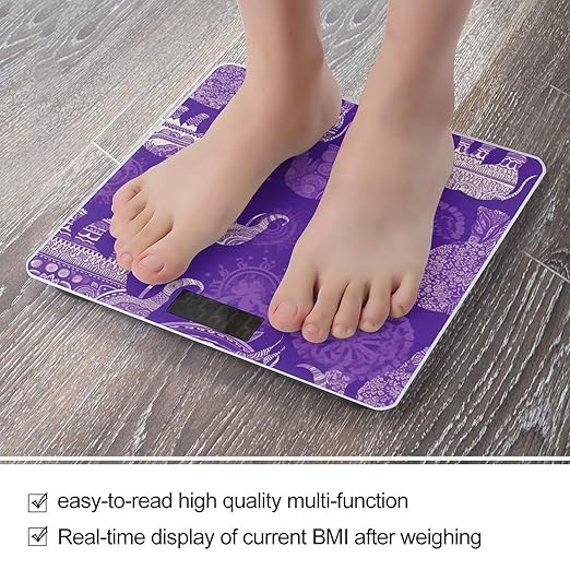 Purple Elephant Bathroom Scale for Body Weight LCD Display Digital Bathroom Scale Tempered Glass Bathroom Weight Scales Fashion Smart Scales for Home Bedroom 400 Lb