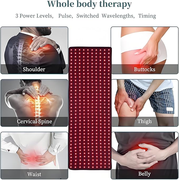 Red Light Therapy Pad 360 LEDs Large Red and Infrared Light Therapy Pad Blanket with 660nm 850nm Near Infrared55W Light Wrap for Full Body Waist Shoulder Muscle
