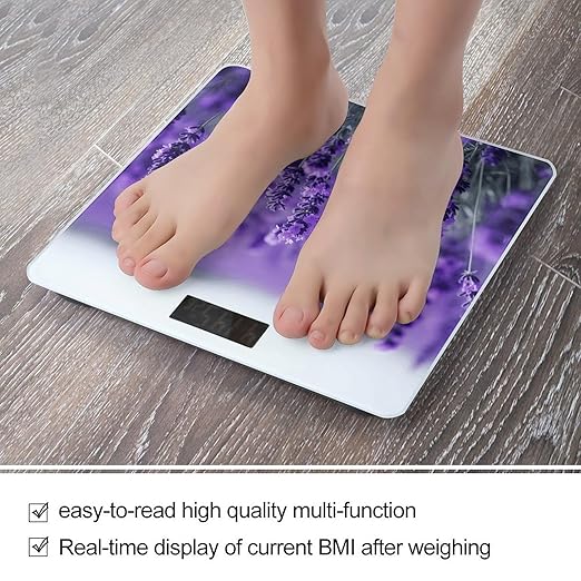 Purple Lavender Weight Scale for Body Weight Digital Bathroom Scale High Capacity Accurate Digital Weighing Scales and Easy-to-Read on Backlit LCD Display Scales