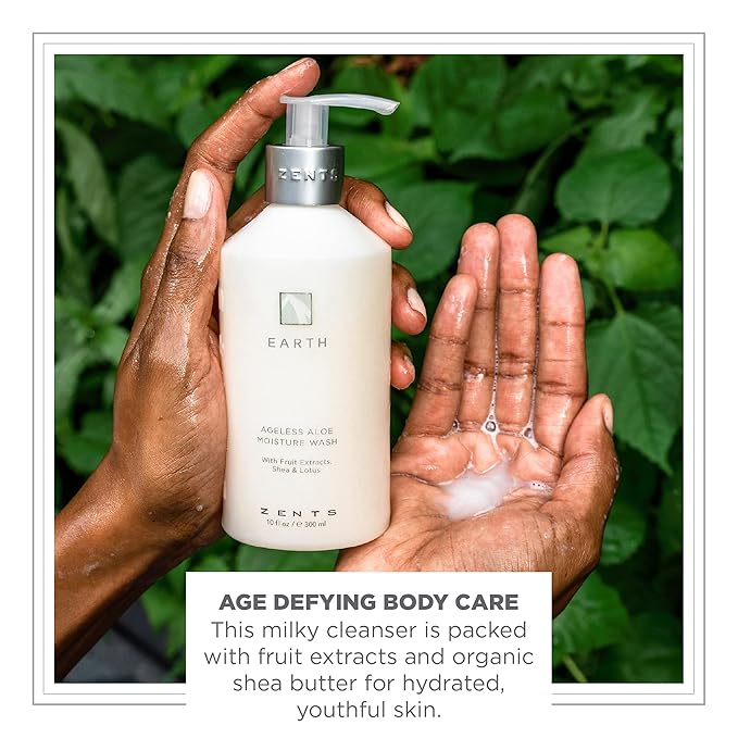 ZENTS Age-Defying Body Wash Lotion &amp Cashmere Oil Set (Earth Fragrance) | Moisturizing &amp Nourishing Trio for Dry Skin | Cleanses Hydrates &amp Heals Skin | 10 fl oz 6.4 fl oz &amp 8 fl oz