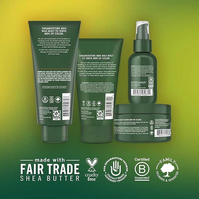 SheaMoisture Beard Kit for Men – Beard Wash Conditioning Beard Oil Full Beard Detangler + Beard Balm with Shea Butter &amp Maracuja Oil Gifts for Men (4 Piece Set)