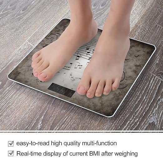 Music Note WallScale for Body Weight with LCD High Precision Weighing Scales Fashion Sturdy Tempered Glass Weight Scales Easy-to-Read Digital Bathroom Scale for Daily 400lb