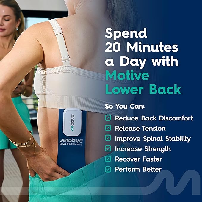 Motive Lower Back FDA-Cleared NMES Therapy: Strengthen Lower Back Muscles for Better Stability &amp Movement Support – 20-Min At-Home SessionsDrug Free
