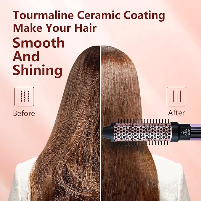 Curling Iron 6 in 1 Hair Curling Wand Set with Curling Brush Instant Heat Up Beach Waver Long Hair Curlers Iron 6 Interchangeable Ceramic Barrel 0.35-1.25 Inch Short Hair Crimper for Women
