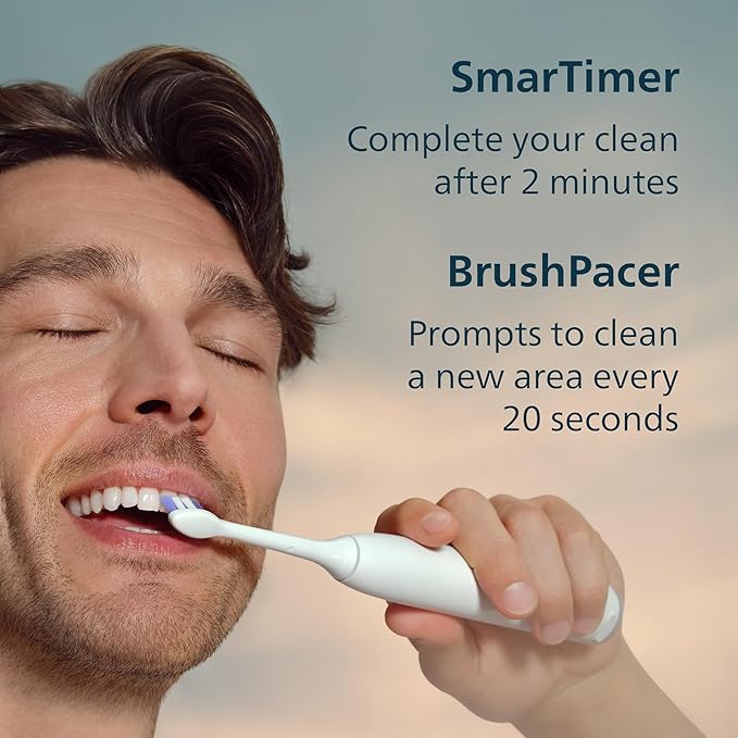 Philips Sonicare 6700 Series Electric Toothbrush - Next-Generation Sonicare Technology Pressure Sensor 9 Brushing Settings SmarTimer BrushPacer 21-Day Runtime Travel Case White HX7410/07