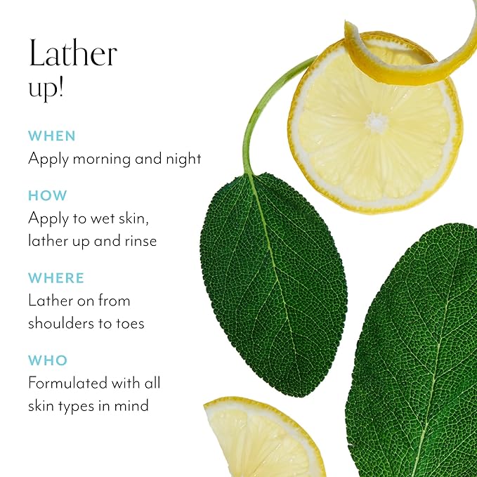 Bliss Lemon and Sage Hydrating Body Wash + Exfoliating Dry Brush for Back and Body