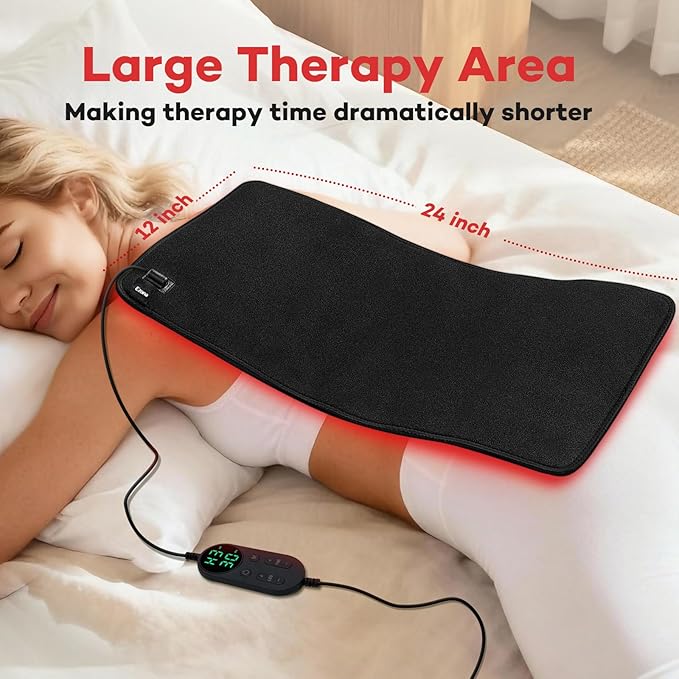 Ezona Red Light Therapy Pad for Body Pain 24 x 12 inch Large Infrared Light Therapy with 660/ 850nm for Back Relief High-Output 242 LEDs Light with Remote Control for Shoulder Waist Knee Muscle