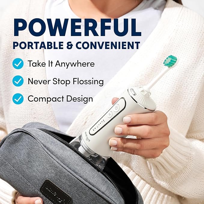 Professional Water Flosser - Advanced Dental Care for a Healthier Mouth Gum and Teeth - IPX7 Waterproof Oral Irrigator | 7 Replacement Tips Travel-Friendly Rechargeable - Oral Hygiene (White)