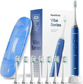Aquasonic Vibe Series Ultra-Whitening Toothbrush – ADA Accepted Electric Toothbrush - 8 Brush Heads &amp Travel Case – 40000 VPM Motor &amp Wireless Charging - 4 Modes w Smart Timer – Sapphire Blue