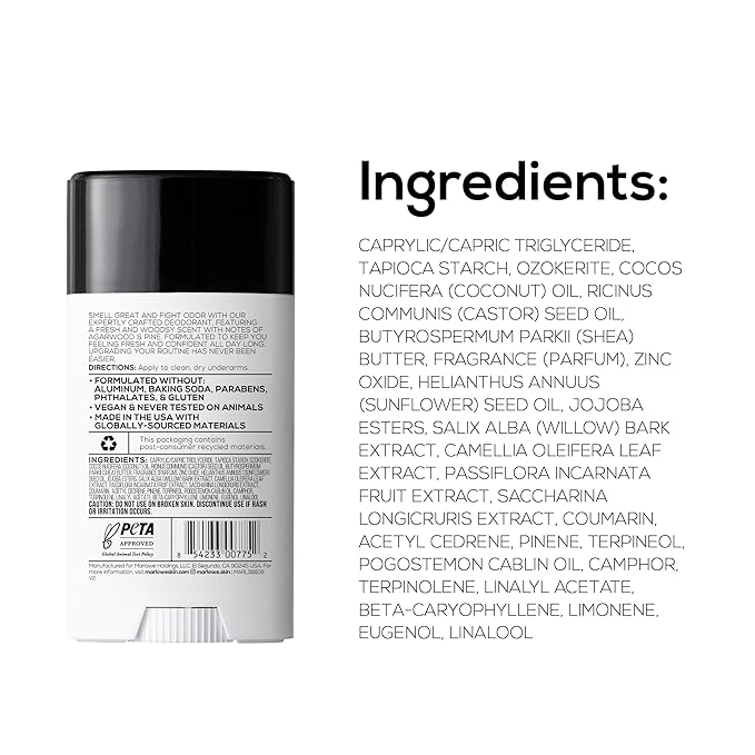 MARLOWE. No. 024 Natural Deodorant for Men 3-Pack | Aluminum Free Stick | Made with Coconut Oil Shea Butter Jojoba | Only No-Nonsense Ingredients that Work Best | Sage &amp Fir Scent