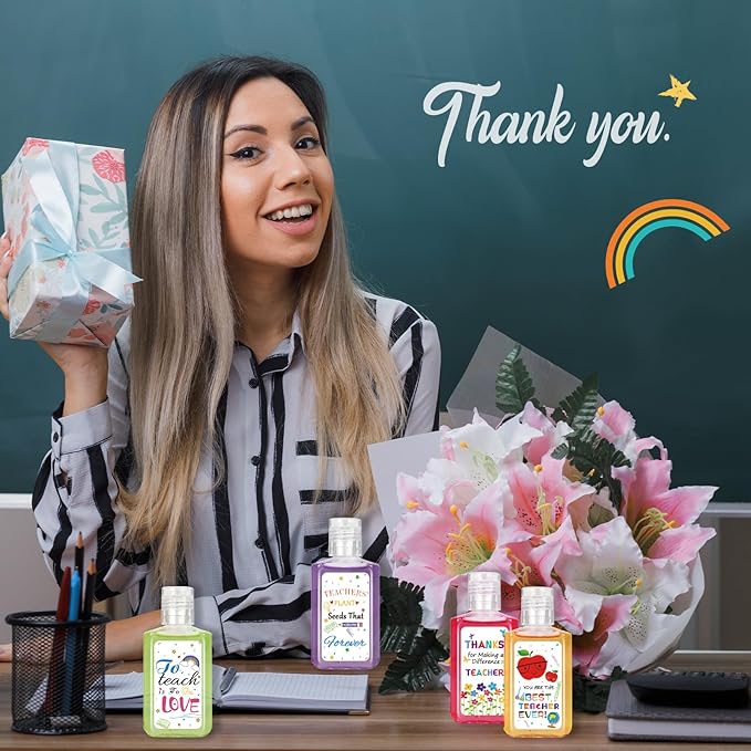 20 Pcs Teachers Appreciation Gift Hand Sanitizers Bulk Teachers Appreciation Week Gifts Natural Scented Travel Size Hand Soap Thank You Gift for Teachers' Day Back to School (Cute)