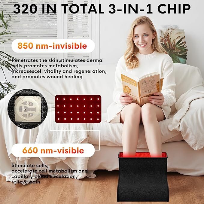 Red Light Therapy for Feet Dual Wavelength 320 Ledfor Achilles Tendonitis &amp Plantar Fasciitis Double Side Light Redlight Product for Feet &amp Ankle PainAdjustable Power and Time Controller