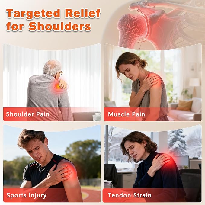 Eicolorte Red Light Therapy for Shoulder Cordless 4000mAh Controller Near Infrared Light Therapy Wrap for Arm Body Adjustable Relief Muscle Relax Ideal Festival Gift