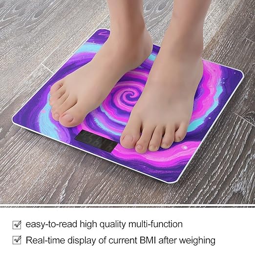 Purple - Pink Vortex Scale for Body Weight Highly Accurate Digital Bathroom Electronic Weighing Machine for People LCD Display Large Size Tempered Glass for Safe Home Use