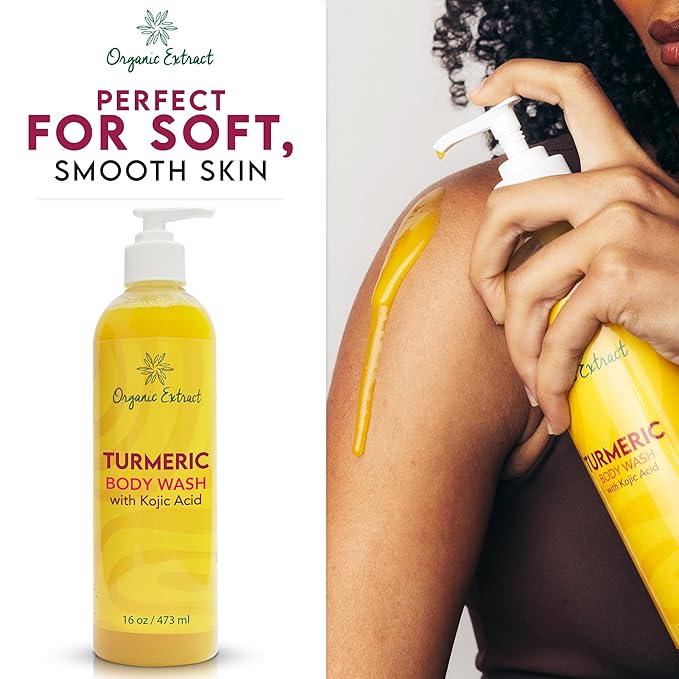 Turmeric Kojic Acid Body Wash – 16 fl oz / 473ml – Skin Brightening Shower Gel for Deep Gentle Moisturizer Helps to Remove Dark Spot with Shea Butter &amp Aloe Vera
