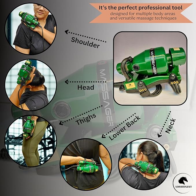 Full Body Corded Massager for Barbers Electric Powerful Double Speed Muscle Relaxer with Floating Head Action for Pain Relief &amp Circulation (Green)