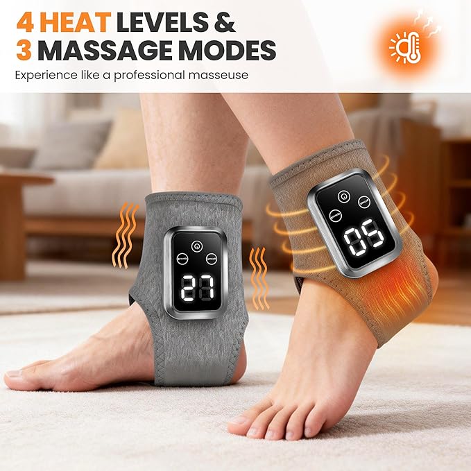 YAZHI Foot Massager 2-in-1 Warming Wrap – Relax &amp Renew Foot &amp Ankle Massager with 3 Modes &amp 4 Heat Levels Portable for Home or Travel 2pack