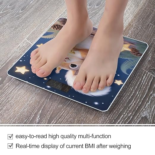 Cute Squirrel Star Weight Scale Cute Bathroom Scale for Body Highly Accurate Digital Weighing Machine for People Compact LCD Display Scales with Sturdy Toughened Glass Scales