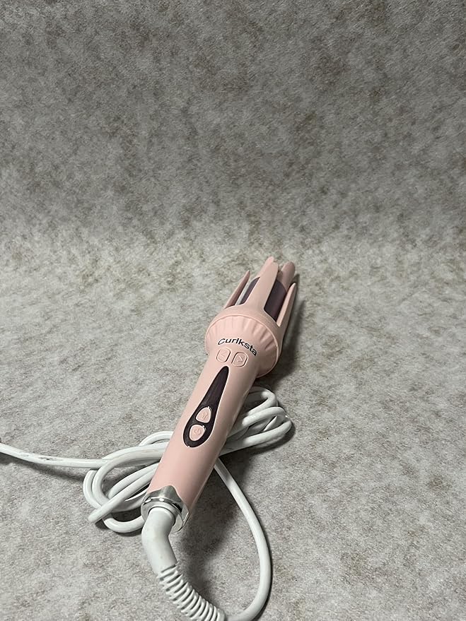 Curlksta Electric Hair Curling Irons with 4 Temperature &amp 3 Timer Automatic Shut-Off Anti-Scald Anti-Tangle Rotating Curling Wand for Hair Styling Pink