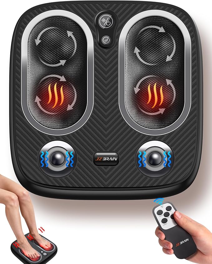 Shiatsu Foot Massager with Heat &amp Vibration: Deep Kneading Foot Massager for Plantar Fasciitis Neuropathy and Improved Circulation - Electric Foot Massager for Home and Office Use
