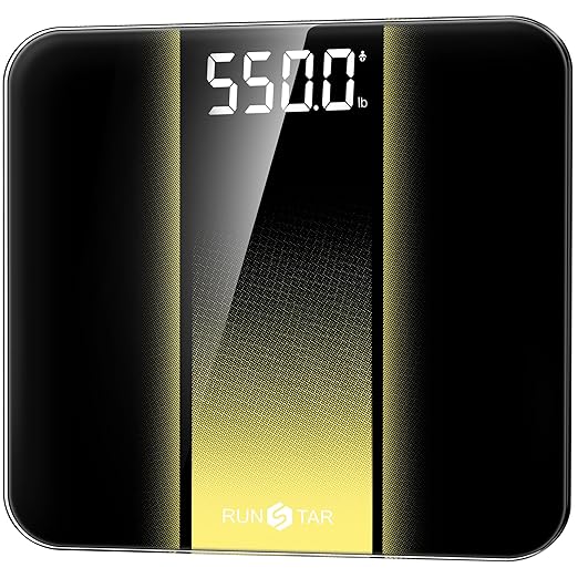 RunStar Scale for Body Weight 550lb 14-Inch Digital Bathroom Scale with Baby &amp Pet Mode Extra-Large Bright LED Display 8mm Tempered Glass for Accurate and Durable