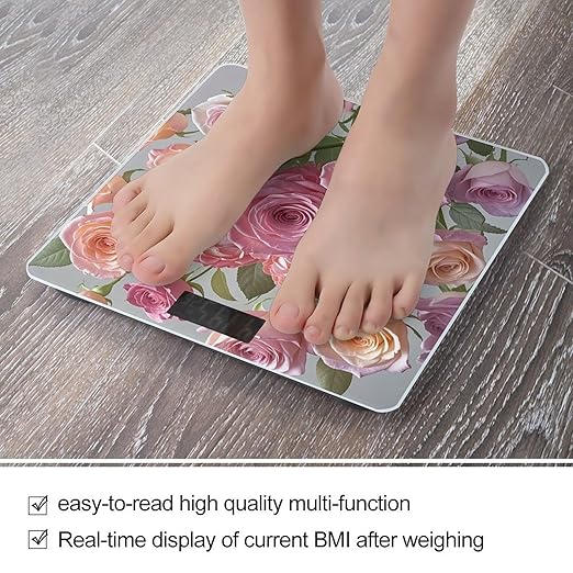 Heart Roses Weight Scale Highly Accurate Digital Weighing Scale with Large LCD Display Smart Bathroom Scales for Home Bedrooms and Gift Giving