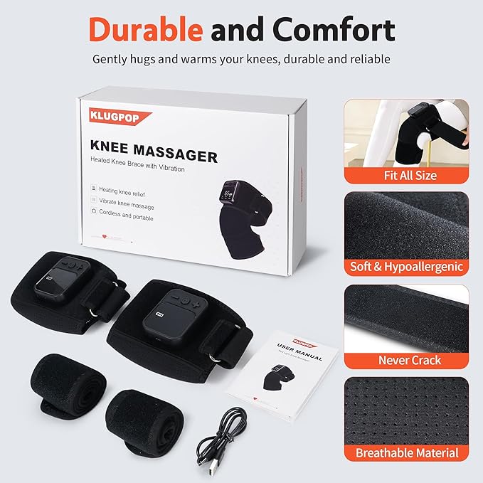 Knee Massager with Heat and Red Light Therapy for Pain Relief: Cordless Heated Knee Brace V6.0[2025 Upgraded] - Infrared Heat and Vibration Massage