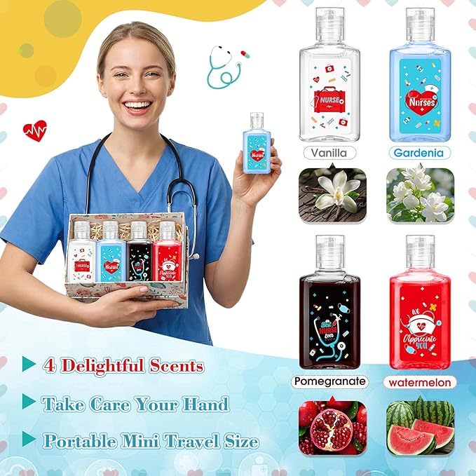 Capoda 32 Pcs Nurse Hand Soap Bulk Travel Size Scented Hand Sanitizer 1 Fl oz Thank You Appreciation Gifts for Teacher Nurses Gift Office Party Favors Care Package Supplies