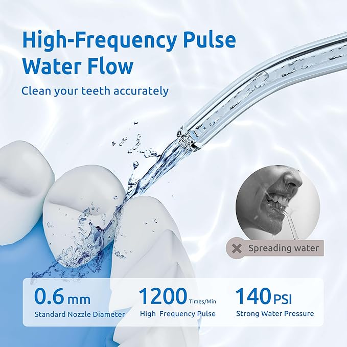 Water Flosser [ Mini Cordless Portable ] Oral Irrigator Water Teeth Cleaner Pick Telescopic Water Tank 3 Modes &amp IPX7 Waterproof Home &amp Travel Water Floss for Teeth Braces Bridges Care (Wh