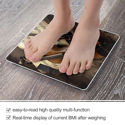 Violin and Book Bathroom Scale Ultra-Bright Liquid Crystal Screen Weight Scale Accurate Bathroom Body Scales for Body Weight Bathroom Pet Home Bedroom Gift-Giving