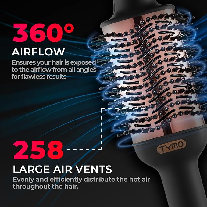 TYMO Hair Dryer Brush Blow Dryer Brush in One 4 in 1 Ionic Hairdryer and Styler Volumizer with Oval Titanium Barrel Hot Air Straightener for Smooth Frizz-Free Blowout Gold