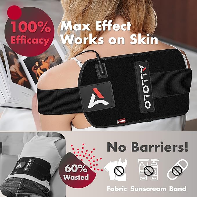 ALLOLO Red Light Therapy for Body 3-in-1 LED Bead Red Light Therapy Belt with Timer Remote Control 12.6*6.3 660nm&amp850nm Infrared Light Therapy for Body Back Waist Shoulder Knee Joint (Corded)