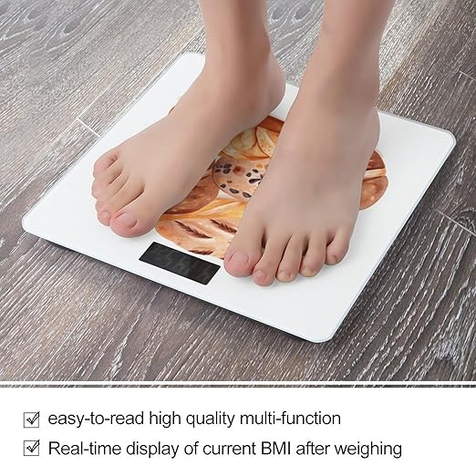 Painted BreadScale for Body Weight with LCD High Precision Weighing Scales Fashion Sturdy Tempered Glass Weight Scales Easy-to-Read Digital Bathroom Scale for Daily 400lb