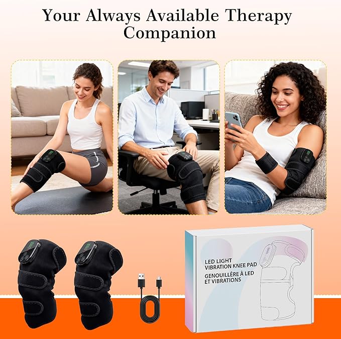 2PCS Knee Massager with Heat and Red Light Therapy 660nm&amp850nm Red Light Therapy Heated Device for Knee Elbow Shoulder Pain Relief Knee Brace for Women Grandma &amp Grandpa