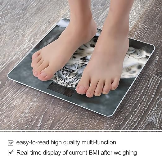 Snow Leopard Weight Scale Large Bathroom Scales Digital Weight with Bright LED Display Non Slip Automatic Weighing Scale Fashion Weighing Machine for Body