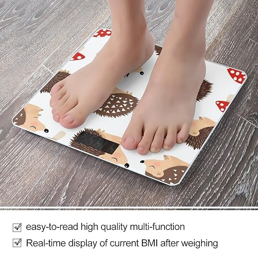 Men's Smart Scale for Body Weight Digital Bathroom Weighing Scale Automatic Switch Energy Saving Scale Autumn Hedgehogs Leaves Mushrooms