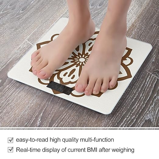 Brown Outline Flower Smart Scale for Body Weight Accurate Bathroom Scale with LED Display Digital Weight Scales Weighing Machine High Precision Scales for Bath Home