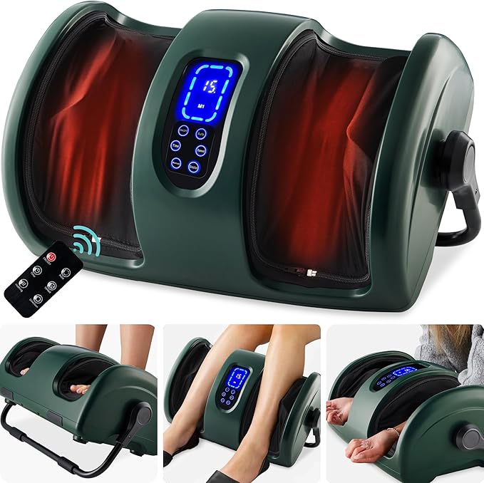 Best Choice Products Heated Shiatsu Foot Massager for Pain Relief Plantar Fasciitis Neuropathy Blood Circulation w/Compact Design - Dark Green