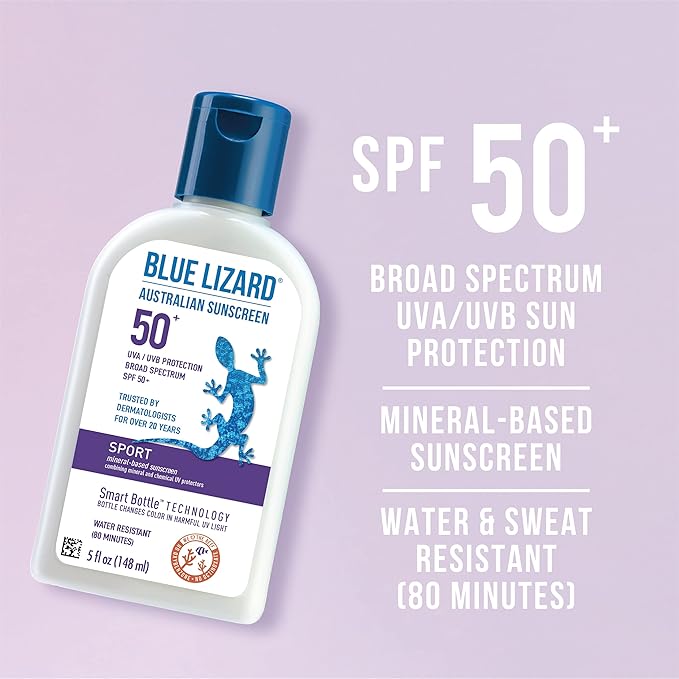 BLUE LIZARD Sport Mineral-Based Sunscreen Lotion - SPF 50+ - 5 oz