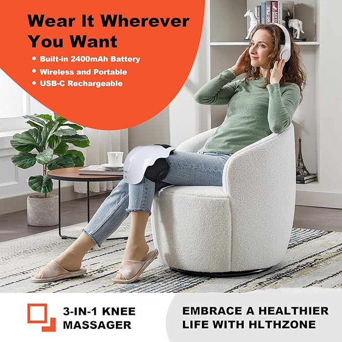 Knee Massager with Heat and Vibration Cordless Smart Massager for Joint Support and Muscle Relaxation